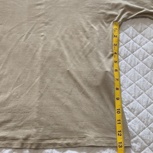 MAXMARA scoop neck 3/4 sleeve jersey knit top fitted scoop neck beige medium - Picture 10 of 10